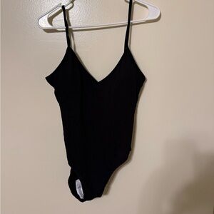 Black Ribbed Bodysuit